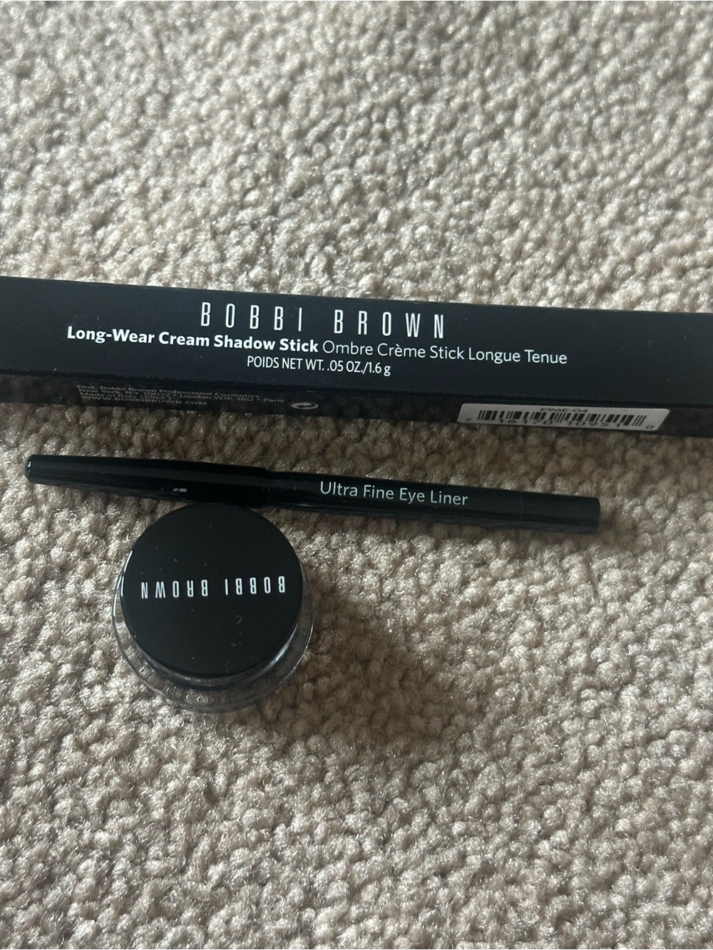 Bobbi Brown Ultra Fine Eye Liner & Cream Shadow Set - golden pink&Black